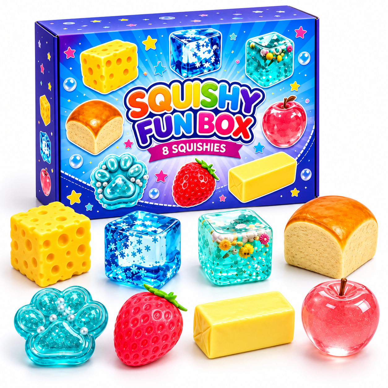 Super Caixa com oito squishies variados